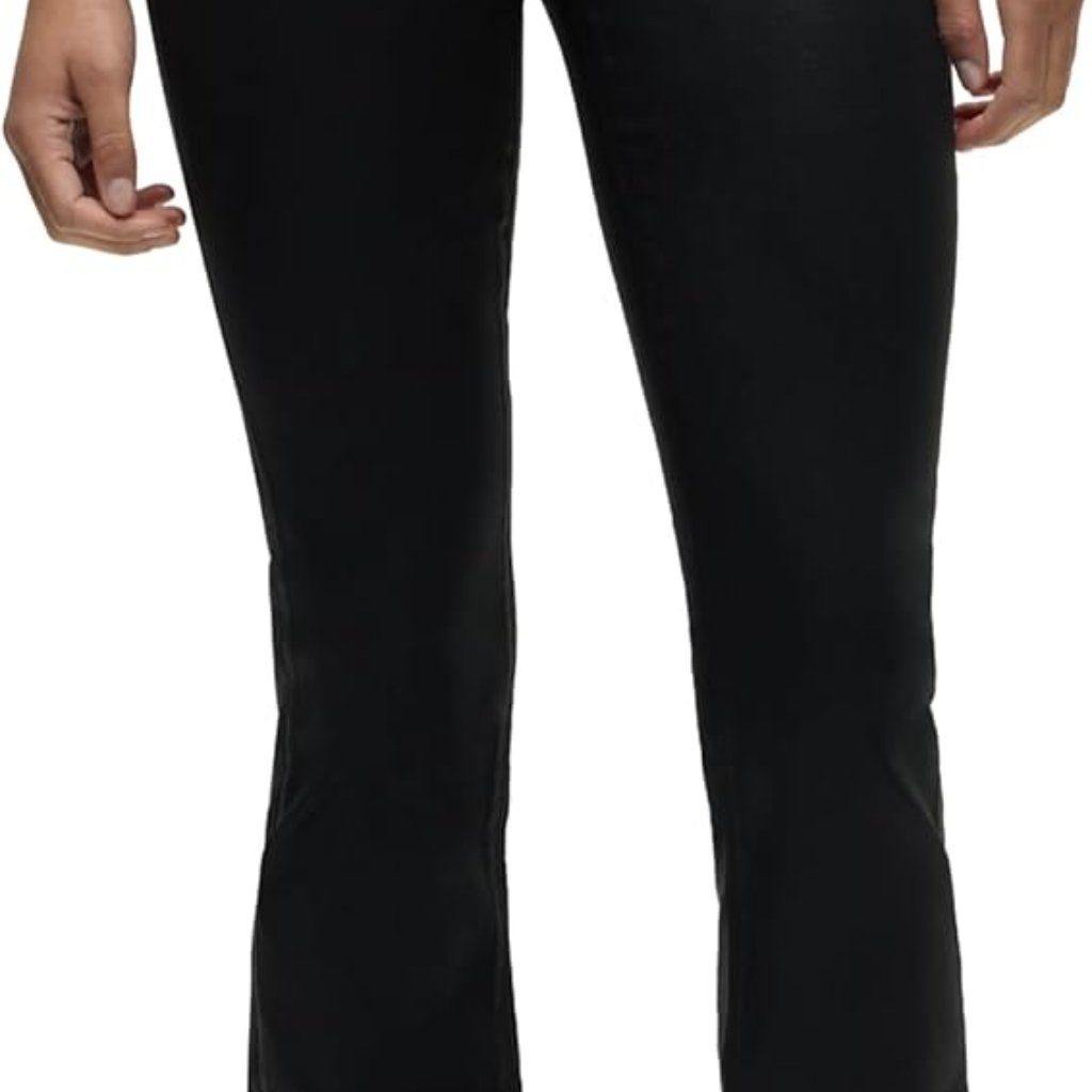 Chic Womens High Rise Bootcut Jeans In Coated Black  Size 33 Stretch Denim